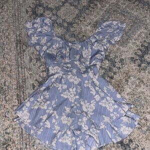 Altar’d state Blue Floral Ruffle Mini Dress/romper